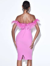 Load image into Gallery viewer, OPHELIA FUCHSIA FEATHER CORSET DRESS