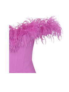 OPHELIA FUCHSIA FEATHER CORSET DRESS