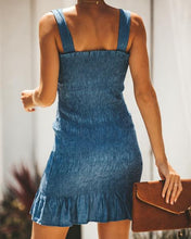 Load image into Gallery viewer, SMOCKED DENIM MINI DRESS