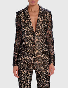 SERENA FLORAL SEQUIN SHEER BLAZER JACKET
