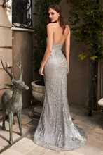 Load image into Gallery viewer, FITTED STRAPLESS GLITTER GOWN