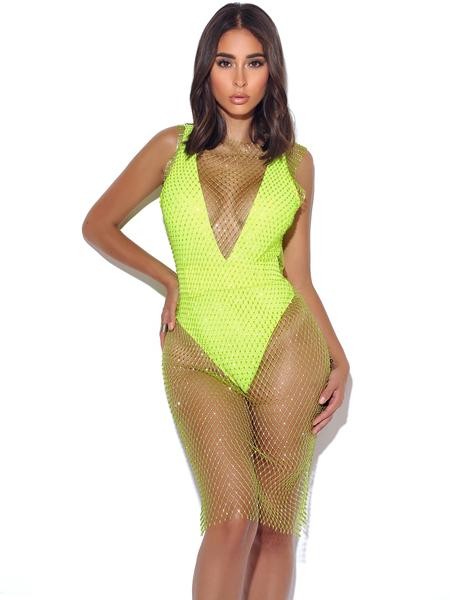 SHANNON DIAMOND CRYSTAL FISHNET COVER UP