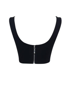 STELLA BACK ZIP STRETCH CREPE CROP TOP