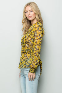 SHEER FLORAL PRINT BLOUSE