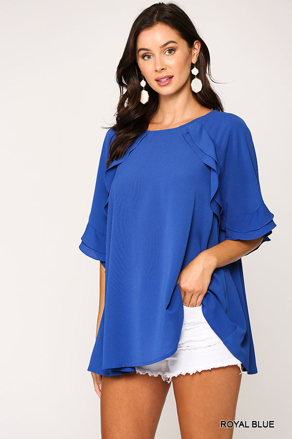 FLUTTER SLEEVE BLOUSE