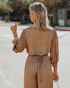 SATIN CAMEL TAMRA  PANT SET