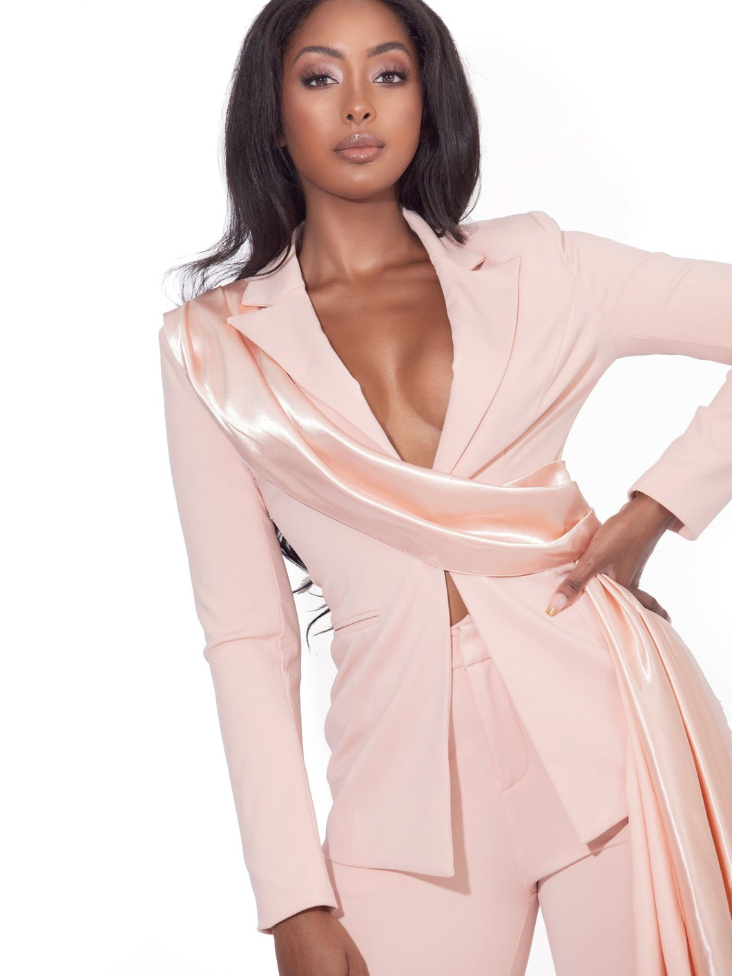 VANDRA PINK DRAPING BLAZER JACKET