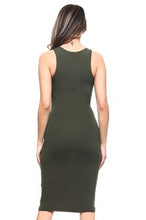 Load image into Gallery viewer, BASIC BODYCON MIDI TANK DRESS OLIVE