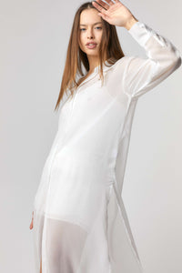 CHIFFON BUTTON DOWN MAXI SHIRT AND SHORT SET