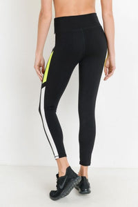 HIGHWAIST NEON STRIPES COTTON LEGGINGS