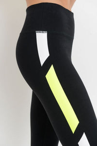 HIGHWAIST NEON STRIPES COTTON LEGGINGS