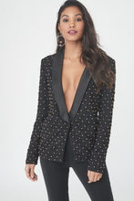 Load image into Gallery viewer, LAVISH ALICE LATTICED PLEATED BEADED TUXEDO JACKET