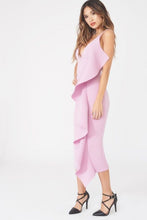 Load image into Gallery viewer, LAVISH ALICE ASYMMETRIC DRAPED FRILL MIDI DRESS