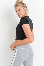 Load image into Gallery viewer, RUCHED SIDE CROP TOP BLACK