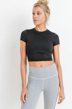 Load image into Gallery viewer, RUCHED SIDE CROP TOP BLACK