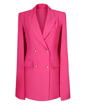 Load image into Gallery viewer, PINK TAILORED BLAZER DRESS WITH CAPE