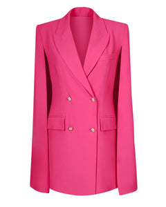 PINK TAILORED BLAZER DRESS WITH CAPE