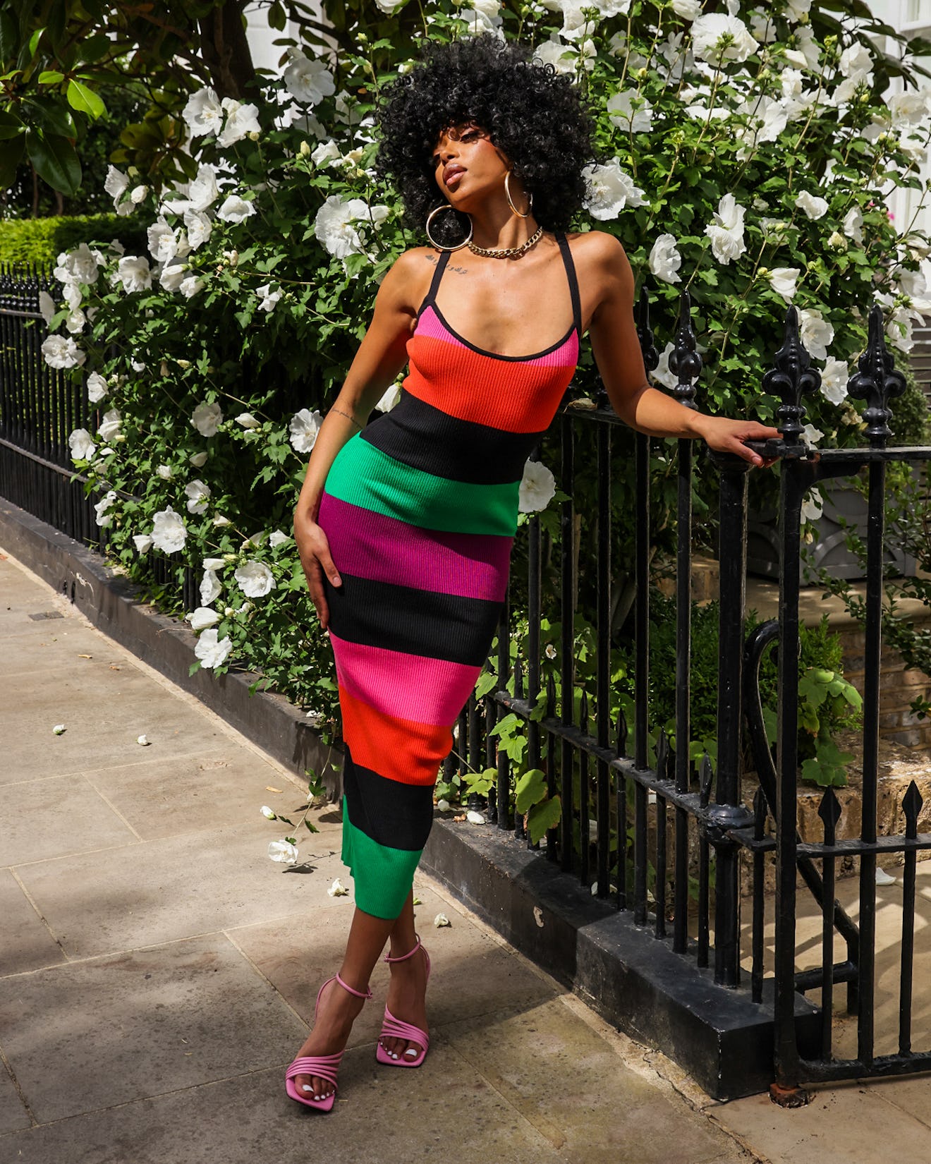 MULTI STRIPE KNITTED MIDI DRESS Arelia's Dream MULTI STRIPE KNITTED MIDI DRESS Arelia's Dream