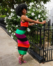 Load image into Gallery viewer, MULTI STRIPE KNITTED MIDI DRESS