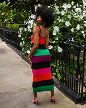 Load image into Gallery viewer, MULTI STRIPE KNITTED MIDI DRESS