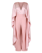 Load image into Gallery viewer, BLUSH PINK JUMPSUIT WITH SATIN CAPE DETAIL