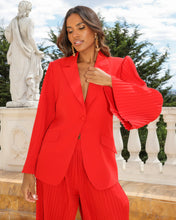 Load image into Gallery viewer, RED FITTED BLAZER WITH PLEATED SLEEVE DETAIL