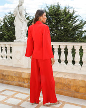 Load image into Gallery viewer, RED FITTED BLAZER WITH PLEATED SLEEVE DETAIL