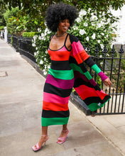 Load image into Gallery viewer, MULTI STRIPE KNITTED LONGLINE CARDIGAN WITH SPLITS