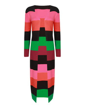Load image into Gallery viewer, MULTI STRIPE KNITTED LONGLINE CARDIGAN WITH SPLITS