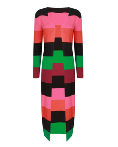 MULTI STRIPE KNITTED LONGLINE CARDIGAN WITH SPLITS