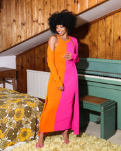 Load image into Gallery viewer, PINK AND ORANGE KNITTED LONGLINE CARDIGAN WITH SPLITS