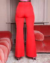 Load image into Gallery viewer, RED TAILORED FRONT FLARED TROUSER