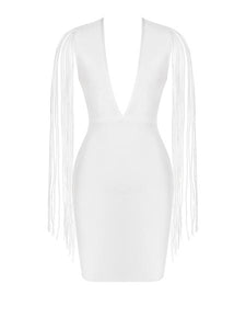 BIANCA FRINGE SLEEVE BANDAGE DRESS