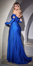 Load image into Gallery viewer, SHIMMER OFF SHOULDER GOWN WITH GLOVES