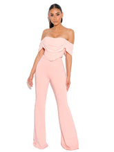 Load image into Gallery viewer, TAYA SALMON PINK CREPE FLARED TROUSERS