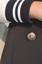 Load image into Gallery viewer, ELLA BLACK VEGAN LEATHER VARSITY BLAZER JACKET