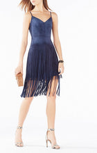 Load image into Gallery viewer, BCBG EVIN FAUX-SUEDE TIERED FRINGE DRESS