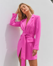 Load image into Gallery viewer, PINK BLAZER LINED DRESS WITH BELTED TIE