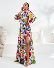 Load image into Gallery viewer, MULTI FLORAL PRINT MAXI DRESS WITH OPEN BACK DETAIL