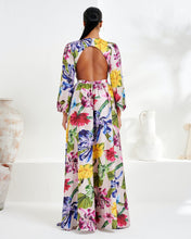 Load image into Gallery viewer, MULTI FLORAL PRINT MAXI DRESS WITH OPEN BACK DETAIL