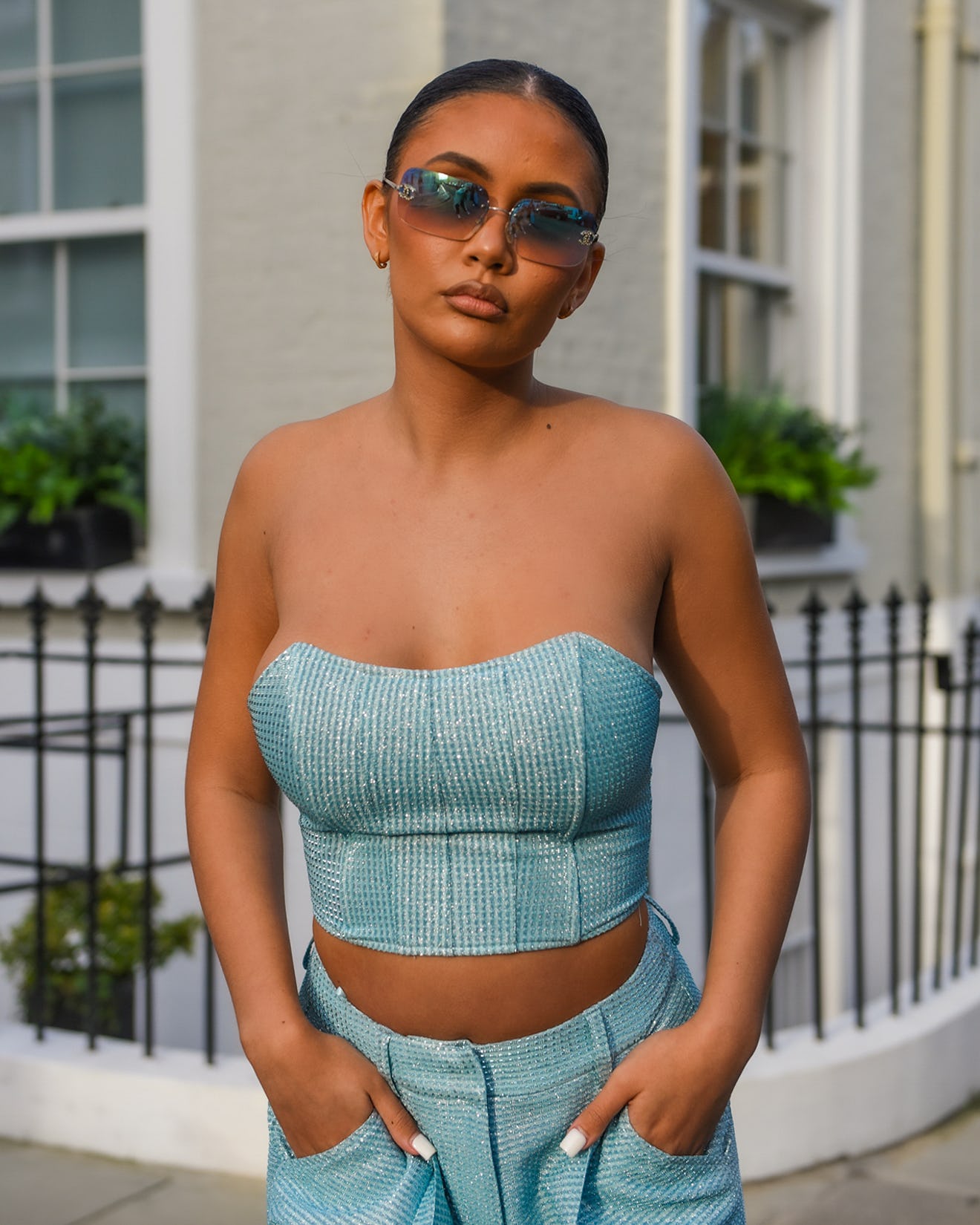 BLUE METALLIC BANDEAU CORSET TOP – Arelia's Dream