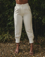 Load image into Gallery viewer, WHITE RELAXED LINED TROUSER WITH CUFFED HEM
