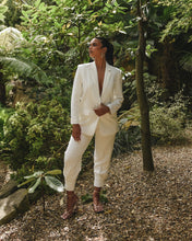 Load image into Gallery viewer, WHITE RELAXED LINED TROUSER WITH CUFFED HEM
