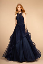 Load image into Gallery viewer, EMBROIDERED APPLIQUE BODICE TULLE GOWN