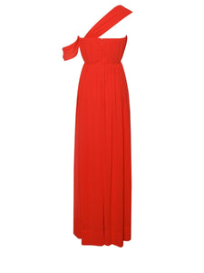 RED PARADISE HIGH SLIT CHIFFON MAXI DRESS