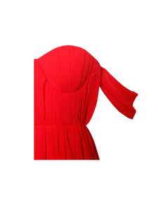 RED PARADISE HIGH SLIT CHIFFON MAXI DRESS