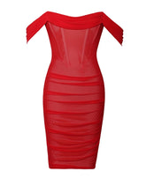Load image into Gallery viewer, WESLEE OFF SHOULDER MESH CORSET DRESS