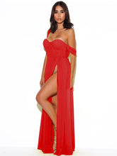 Load image into Gallery viewer, RED PARADISE HIGH SLIT CHIFFON MAXI DRESS