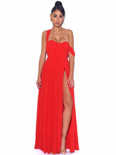 Load image into Gallery viewer, RED PARADISE HIGH SLIT CHIFFON MAXI DRESS