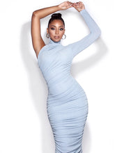 Load image into Gallery viewer, PEYTON ONE SLEEVE RUCHED PENCIL DRESS
